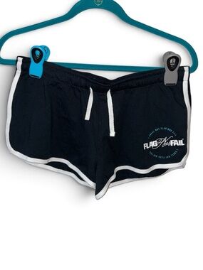 flag nor fail Black Athletic Lounge Shorts with White Trim